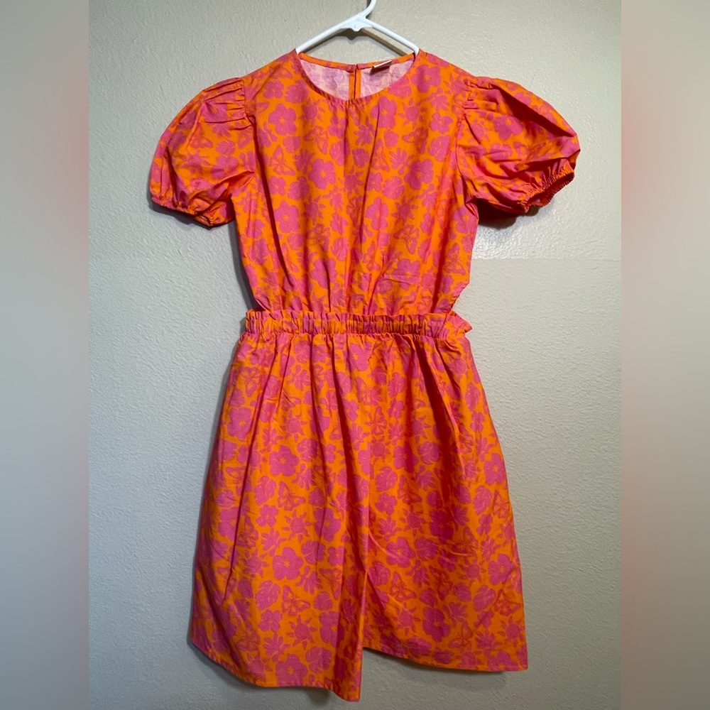LC Waikiki Girls Vibrant Orange and Pink Kids Dress